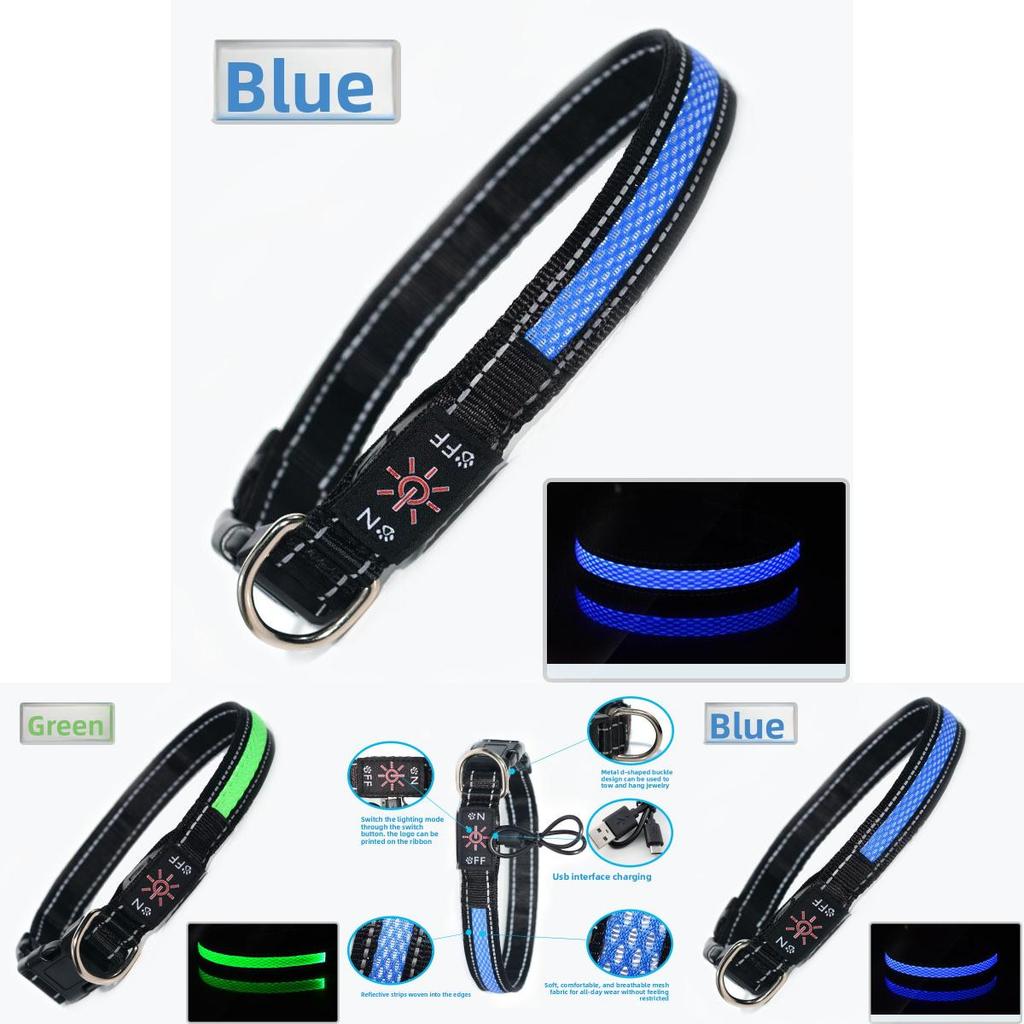 Collare a LED per Cani con Ricarica USB in Materiale di Nylon per la Sicurezza Notturna