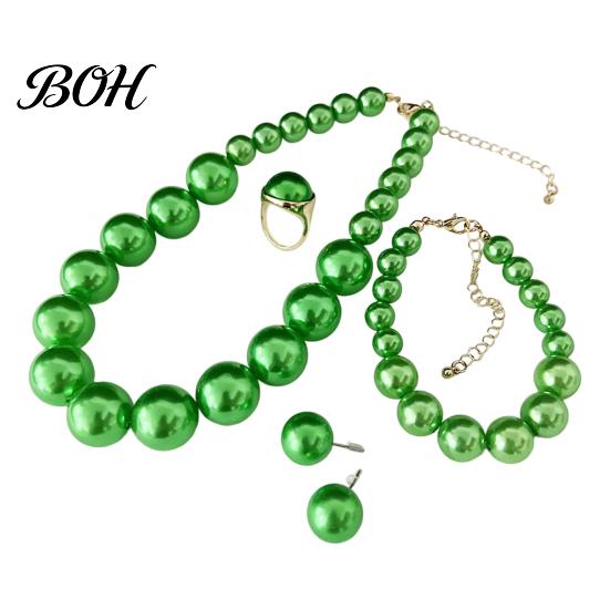 Faux Pearl Jewelry 3Pcs/Set Imitation Pearls Set, Adjustable Length Choker Necklace with Ear Studs Gift And Bracelet, Set for Weddings Banquets
