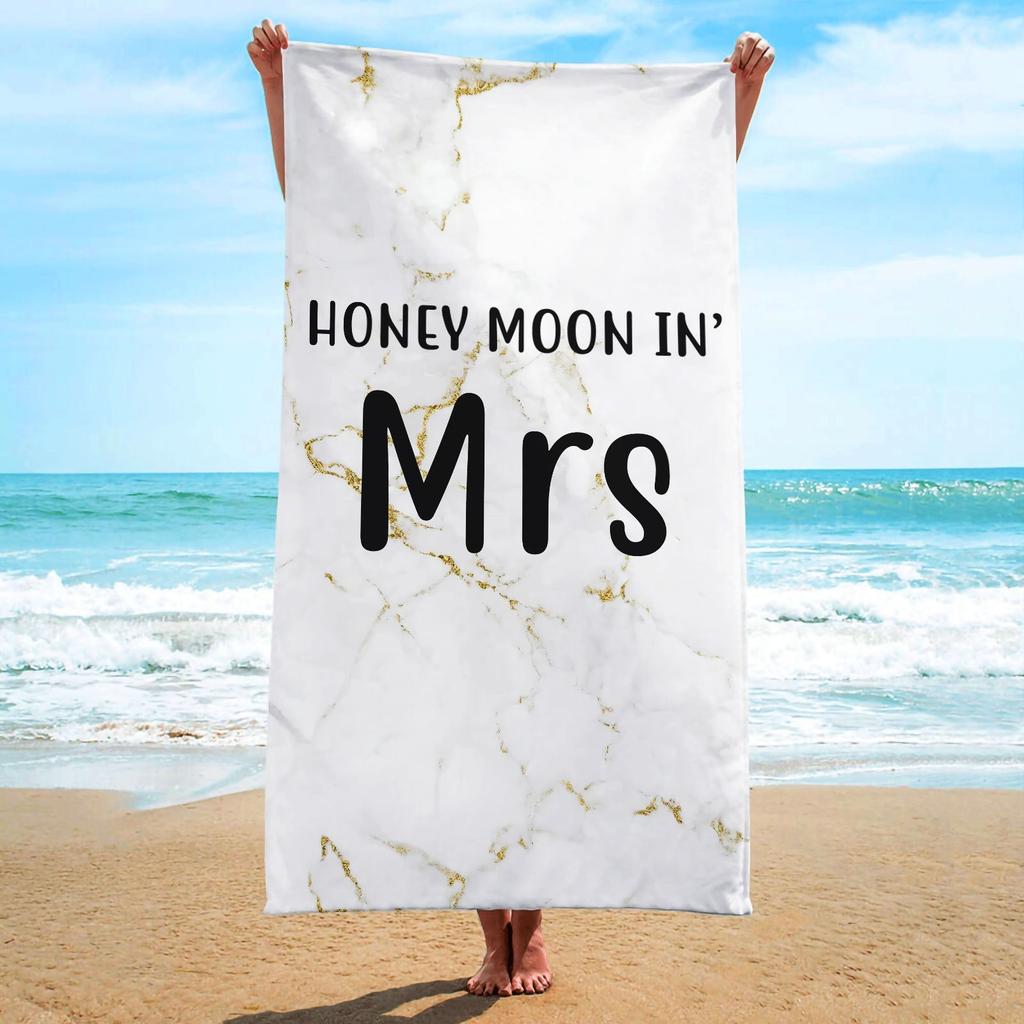 Asciugamano da Spiaggia Coppia Mr e Mrs Regalo Luna di Miele Poliestere Asciugatura Rapida Asciugamano da Bagno Coordinato Matrimonio Anniversario Viaggio Vacanza