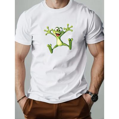 Herren Sommer Casual Kurzarm T-Shirt mit Froschmuster