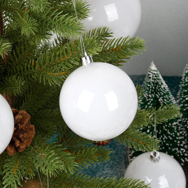 Set of 6 Black, White, and Purple Christmas Hanging Balls - 8cm Holiday Ceiling Decorations in PVC Box