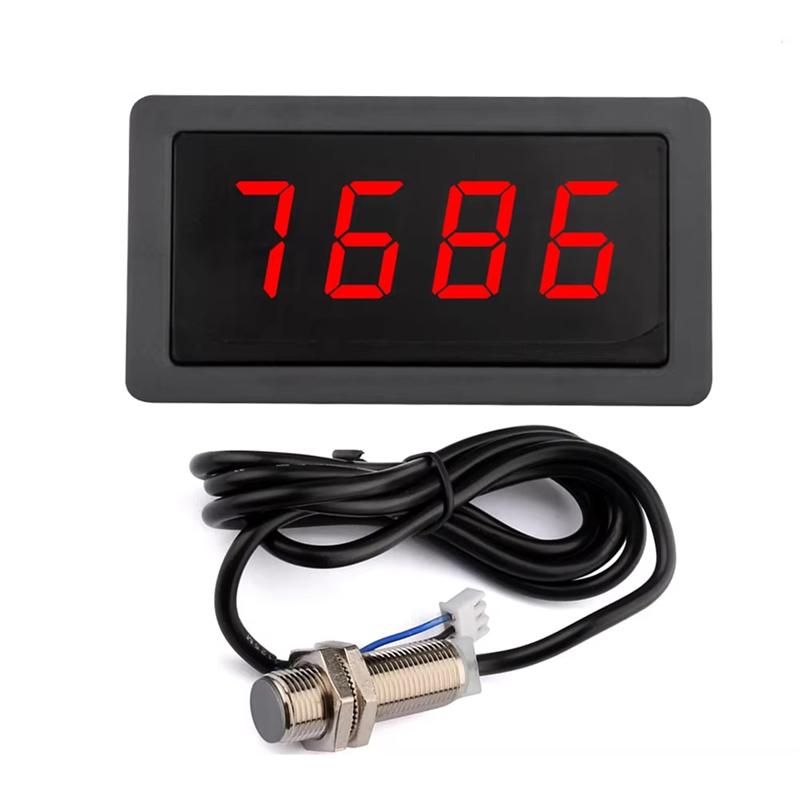 Portable 9999RPM Tachometer Digital LED Counting Meter DC 8-24V Gauge Speed Meterwith NPN 5V Hall Magnet Sensor Switch