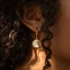 Retro Natürliche Muschel Sonne Mond Runder Kreis Anhänger Halskette für Frauen Edelstahl Gold Farbe Charms Creolen Ohrringe