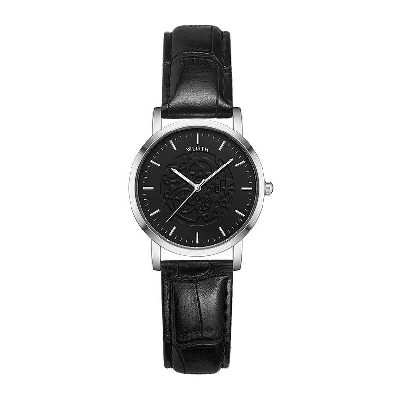 Cross-border Fashion Carved Luminous Quartz Couple Watches - Waterproof with Leather Strap for Men and Women
