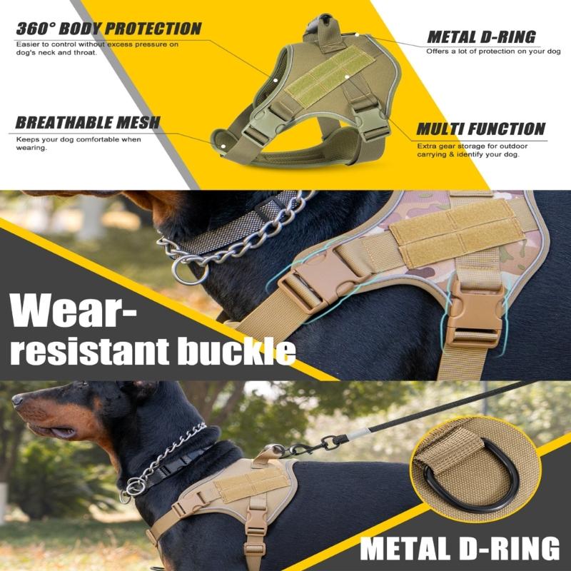 Dog Harness Soft Padded Dog Vest Tacticals Style Adjustable Strap  for Daily Walking Hiking and  Training