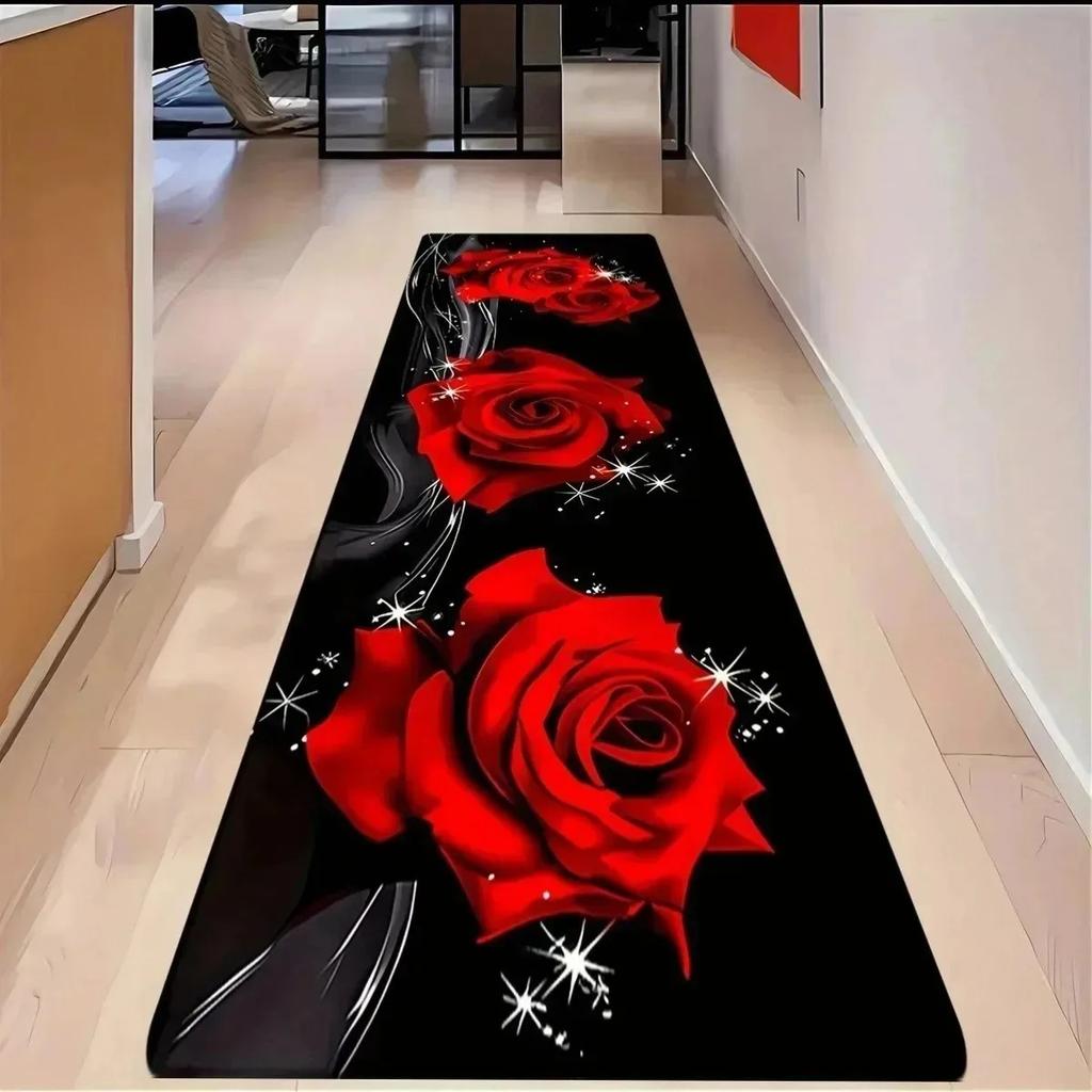 1 ks Vzor Pivoňky Rohožky do dveří Kuchyňské koberce Protiskluzové Pop design Koupelnové koberce Podložka do koupelny Koberec pro domácí dřez Prádelna Dekor