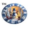 Soft Imitation Cashmere Rug Round Christmas Rug, 39" Santa Snowflake Pattern, Non Slip Carpet Holiday Area for Home Living Room Bedroom Decor Washable