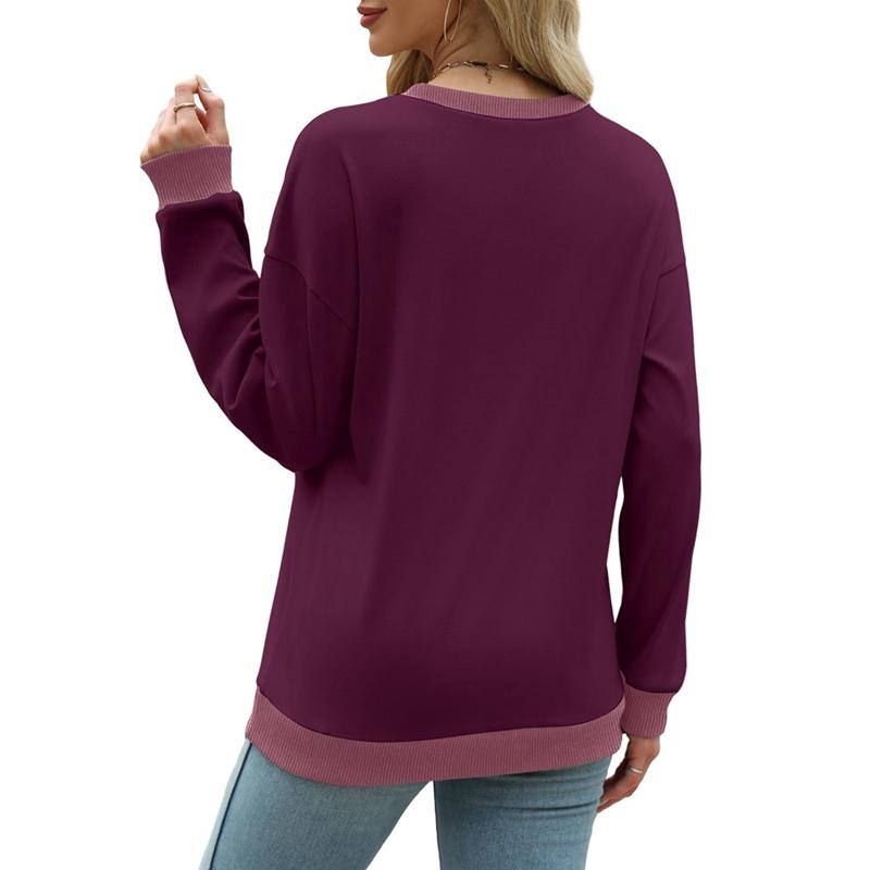 Autumn and Winter Women Round Neck Loose Long Sleeve Sweatshirt Casual Top