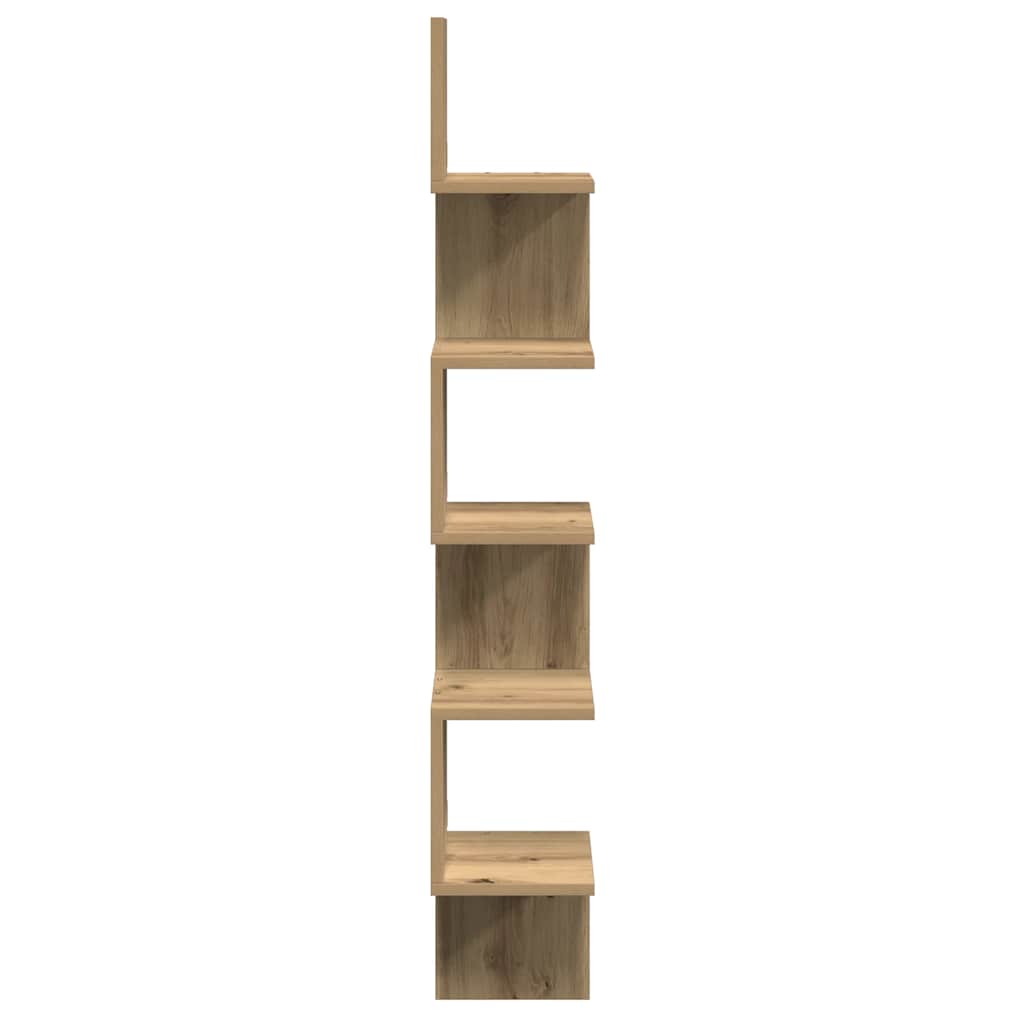 Creative design corner shelf, artistic wall mounted decorative storage rack, craft oak 20x20x127.5 cm material