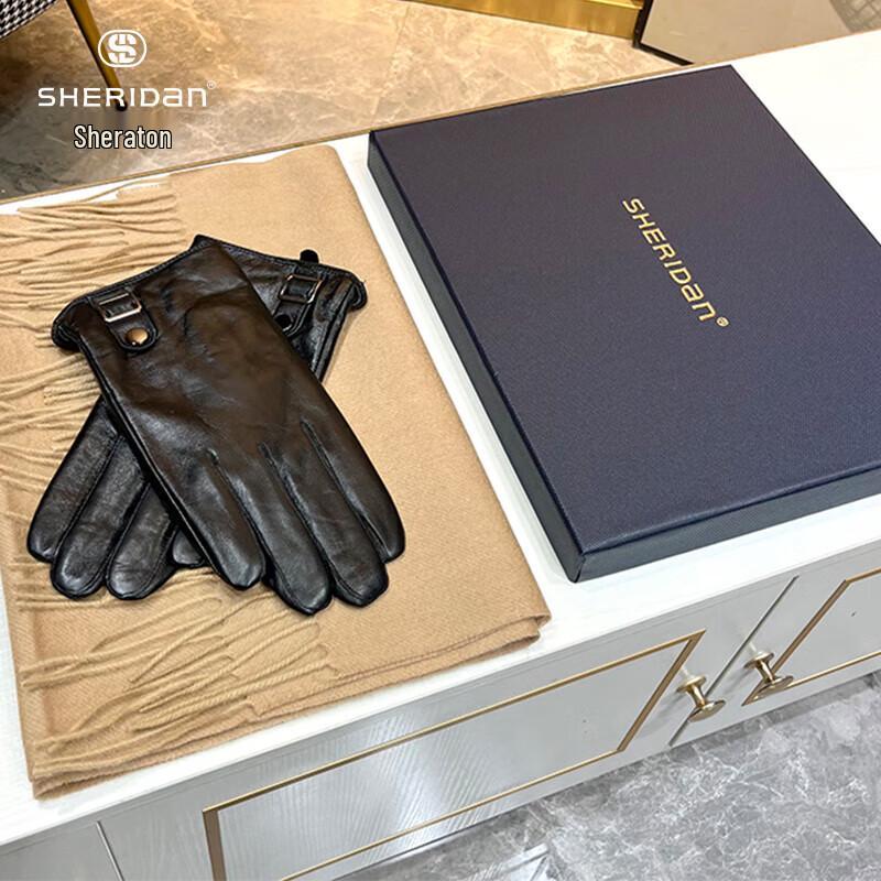 

Sheraton Men s Sheepskin Leather Gloves with Wool Scarf Set