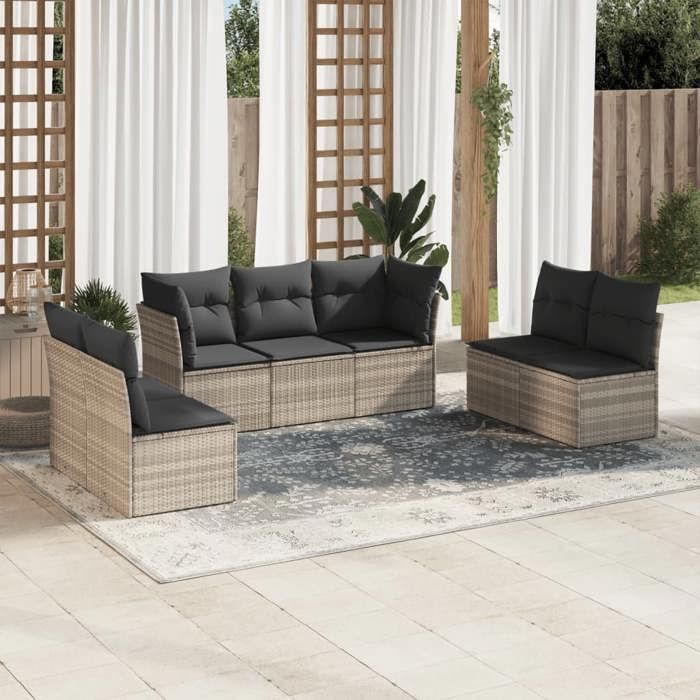 VidaXL Garden Lounge Set with Cushions 7 Pcs, Sofas with Adjustable Feet, Outdoor Furniture Set Patio Terrace, 3249251