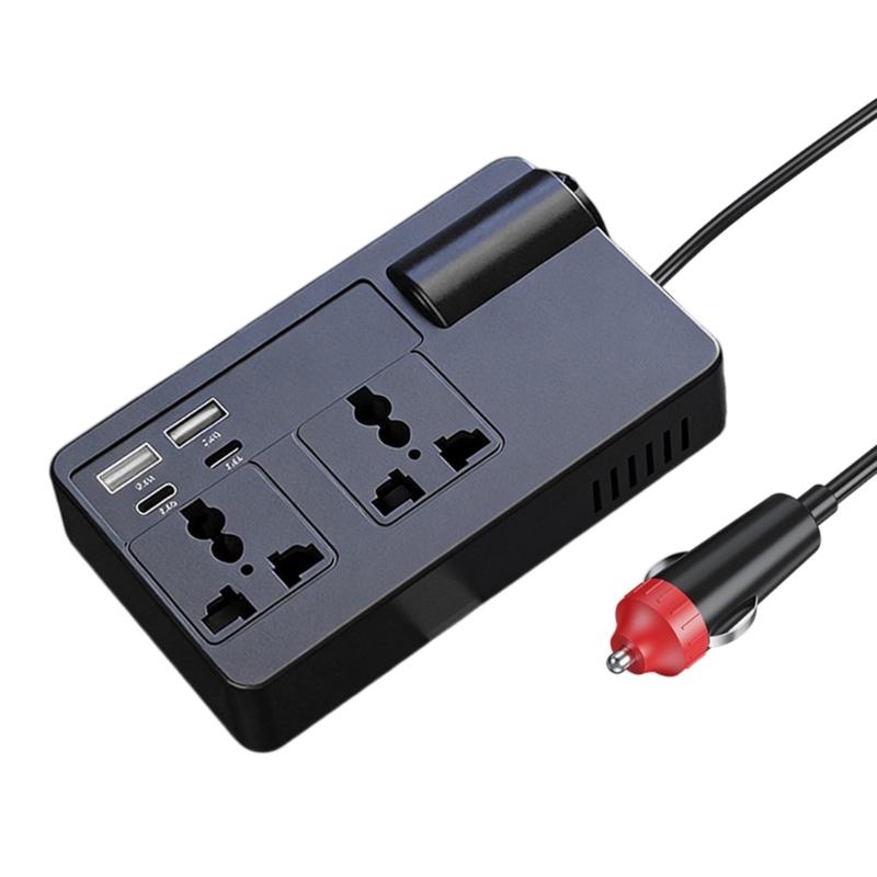 

Car Plug Adapter Outlet with PD 30W Type-C & USB-A Port 120W Car Power Inverter DC12V-24V to 220V Car Travel Adapter