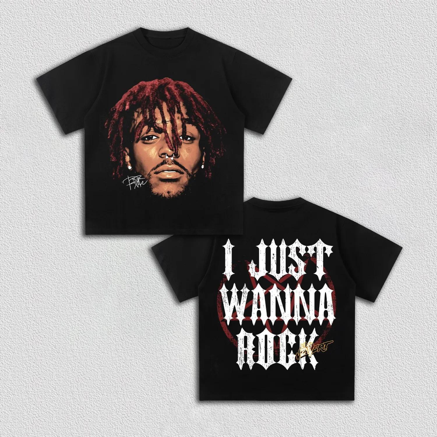 

Juice WRLD I Just Wanna Rock Double Sided T-Shirt Men Women Casual Cotton Rapper Streetwear Fan Merch Top S разноцветный