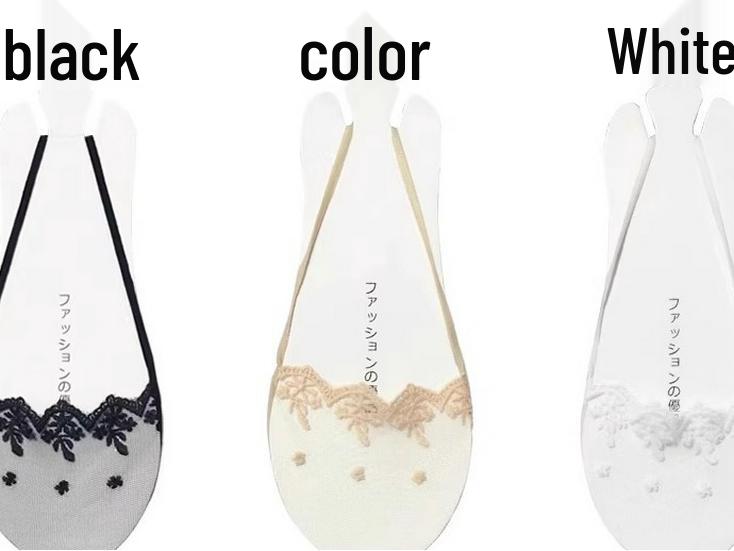 6 Pairs Women's Lace Camisole Boat Socks - Invisible Thin Summer Socks for High Heels | Free Shipping