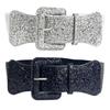 Shining Corset Belt for Women Sequined Elastic Wide Belt All Matching PU Leather Belt Glitters Belt for Party Dresses
