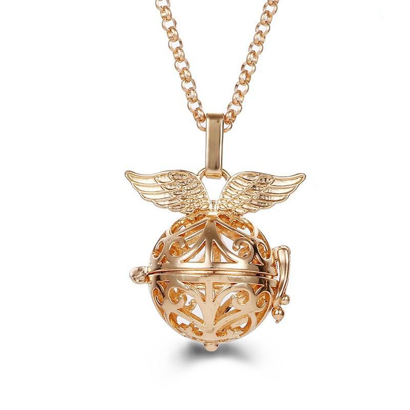 Mexico Chime Two-Color Feather Caller Locket Piano Ball Necklace Essential Oil Diffuser Perfume Musical Pendant New Jewelry