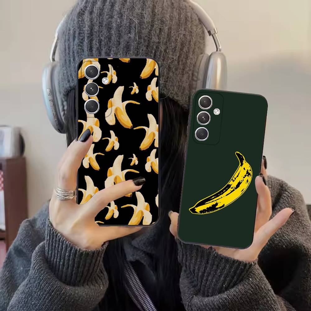 Banana Phone Case For Samsung S25,24,21,22,23,20,S30,Ultra,Plus,Fe,Lite,Note,5G Black Soft