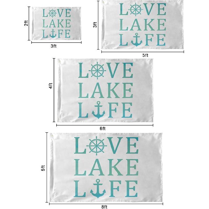 Love, Lake, Life Summer Ocean Nautical Elements Flags for Outside 3x5 Ft, Outdoor Flags & Banners Double Sided Large Yard Flag for Home Courtyard