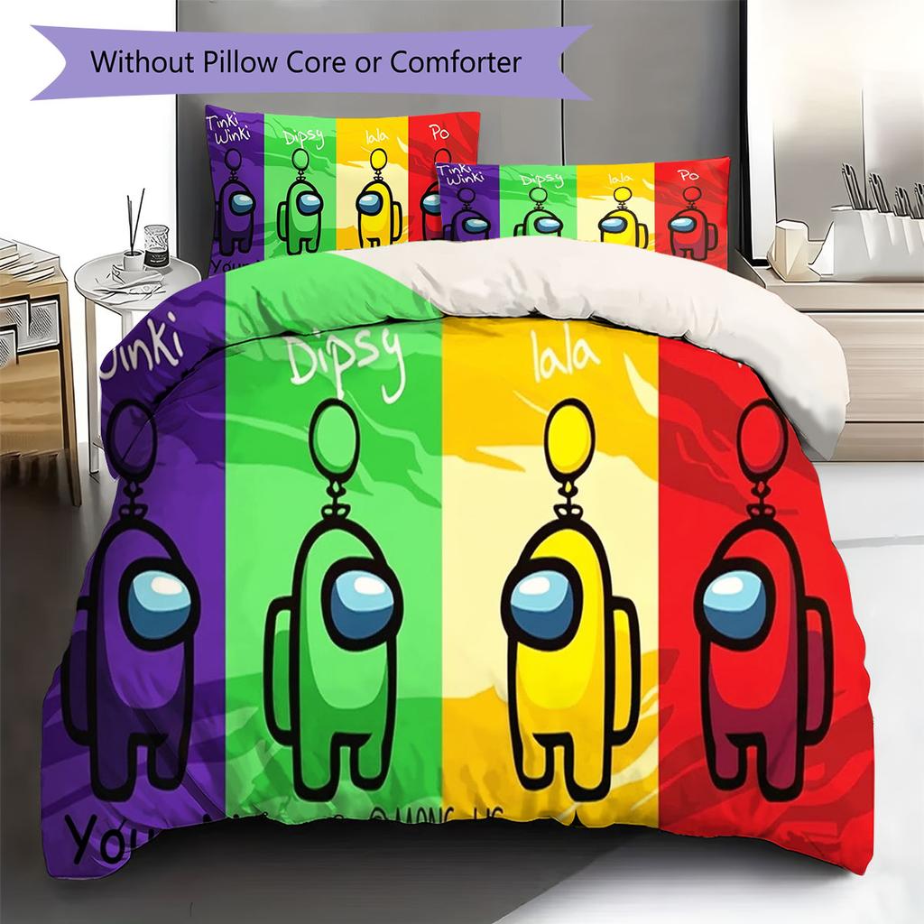 Among Us Custom Name Pattern Bedding,Quilt Set Quilt Cover Pillowcase Home Birthday Gift(1 * Duvet Cover + 2 * Pillowcase, Without Core)