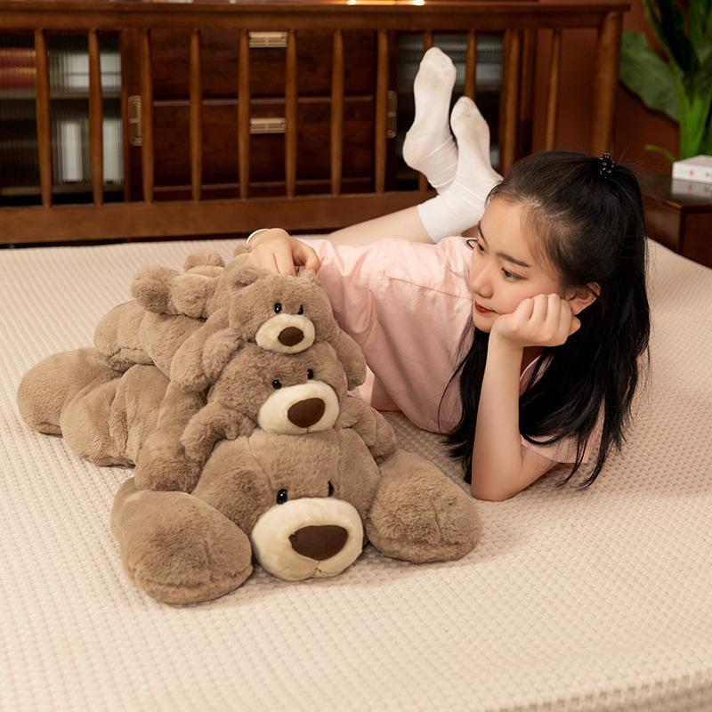 Cute Lying Down Bear Doll Plush Toy Cuddle Bear Doll Girl Bed Sleeping Throw Pillow Doll Cushion