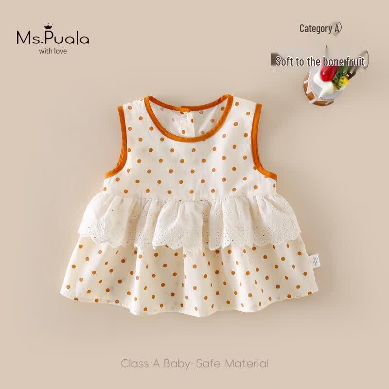 MS.PUALA Baby Girl s Polka Dot Sleeveless Top 110 cm