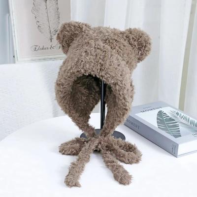Herbst und Winter neue Katzenohren doppelter Schwanz Plüsch Strickmütze niedlich vielseitig modisch warm Ohrenschutz Gesichtsform klein Wollmütze