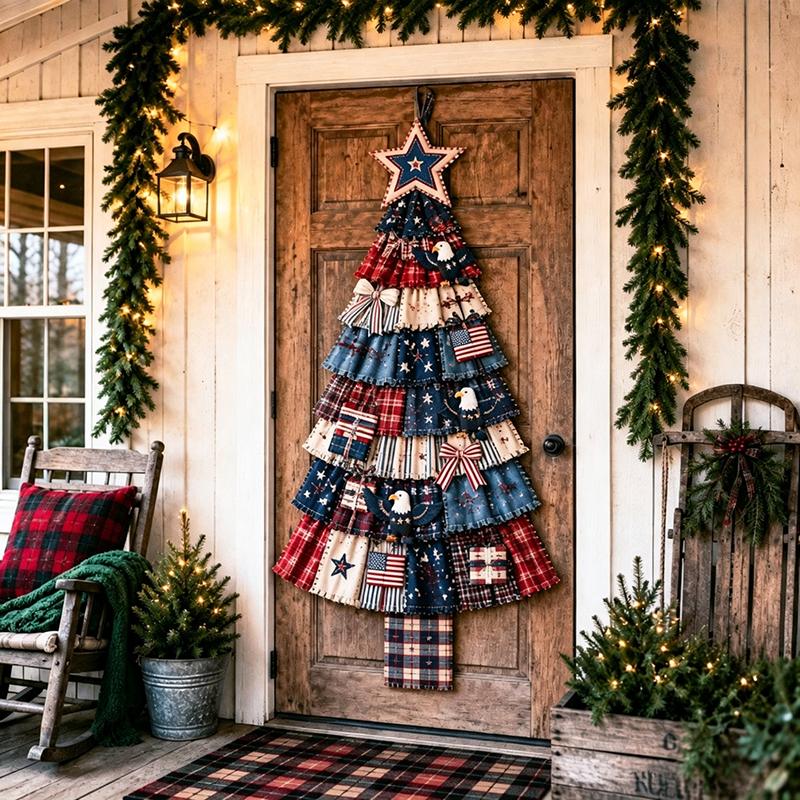 DIY Übergröße Patchwork Weihnachtsbaum Türhänger-Set, Festival Dekorationen Handgemachte Kunst Geschenke für Erwachsene, Anfänger und Liebhaber