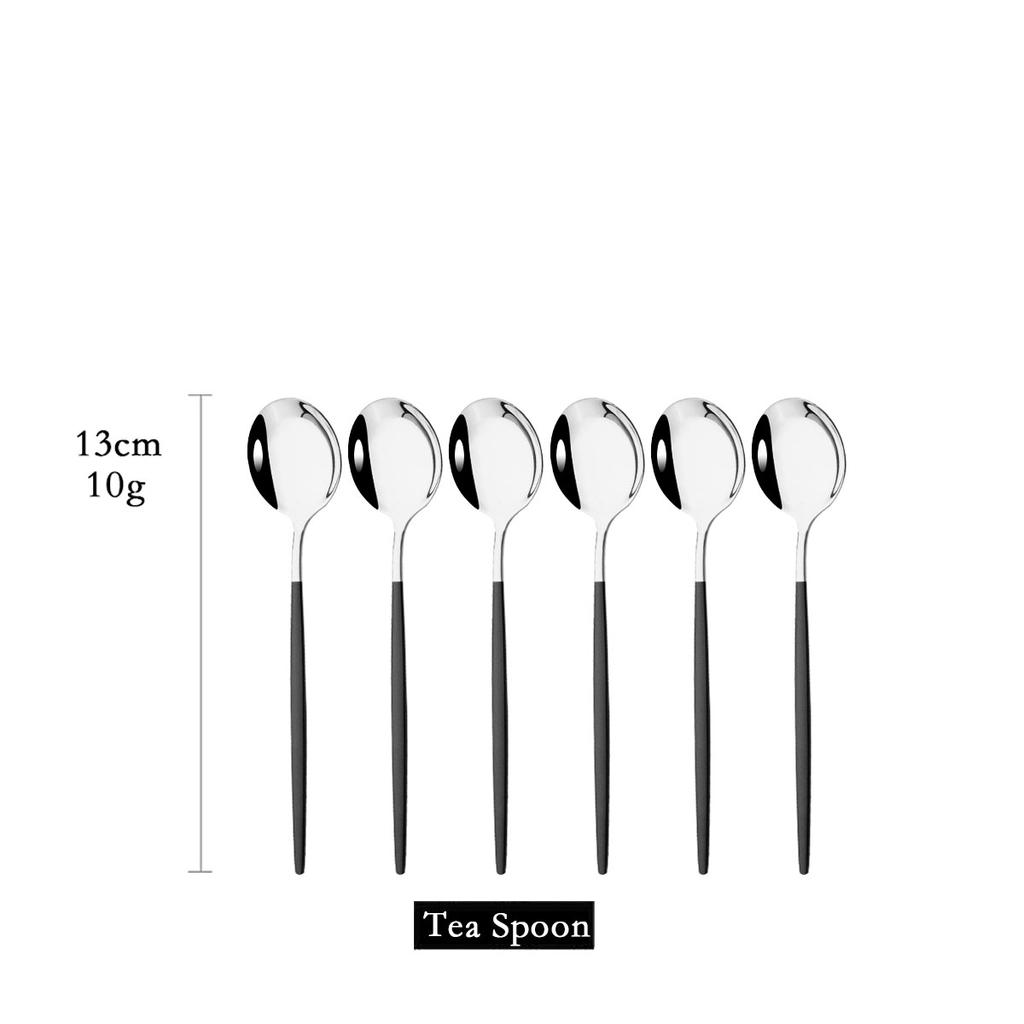 Set da 6 Pezzi Cucchiaini Acciaio Inossidabile Posate Colorate Cucchiaini Piccoli per Torta Frutta Dessert Caffè Snack Strumenti per la Cucina Stoviglie