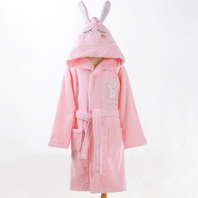 Albornoz de Rizo de Algodón Puro con Capucha de Dibujos Animados para Niños: Perfecto para Baño, Natación o Aguas Termales de Otoño e Invierno