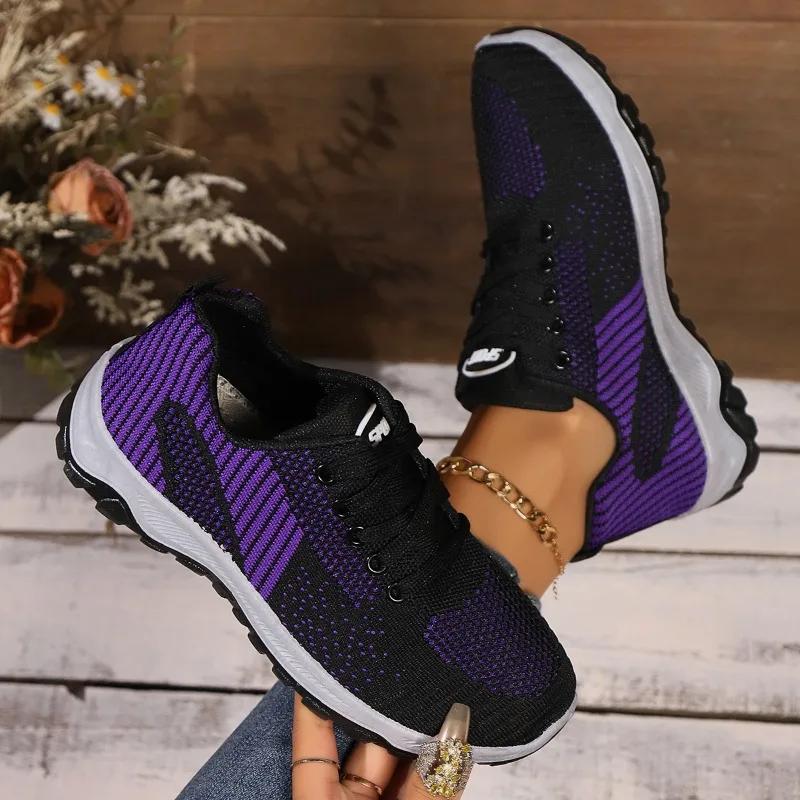 Fashion 2024 High Quality Women's Shoes Spring and Autumn Fashion Color Matching Lace-up Low-top Mesh Breathable Women's Sports Shoes