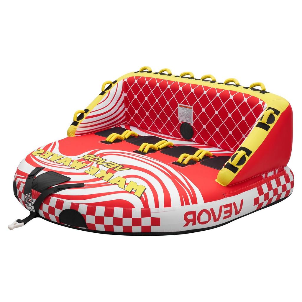 Towable Tubes for Boating, 4-Rider Inflatable Towable Tube for Boat to Pull, 308 kg Capacity Water Sports Boating Tubes - with Full Nylon Cover, Dual
