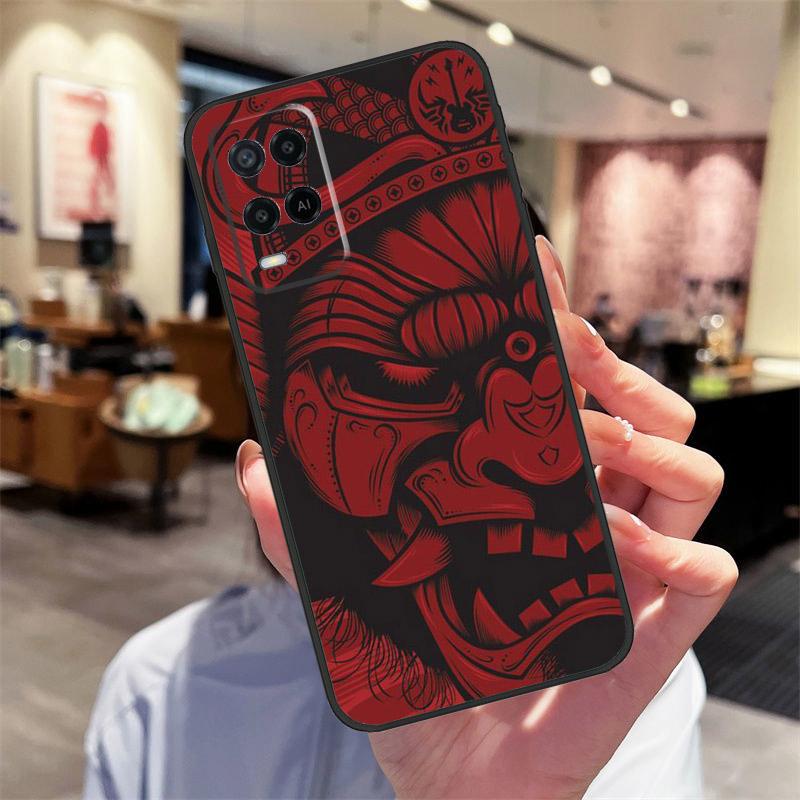 Samurai Mask Warrior Helmet Case For Oppo A17 A77 A80 A40 A60 A98 A78 A18 A38 A58 A16 A76 A96 A74 A94 A54 A57S A15 Cover
