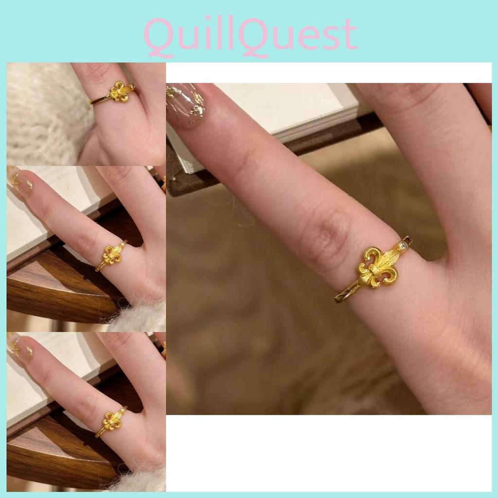 High-quality Antique Gold Iris Flower Ring Unique Floral Design For Women
