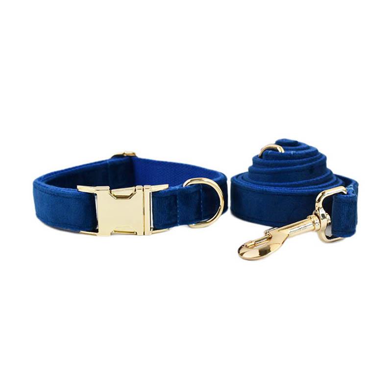 Royal Blue Velvet Anti-Escape Dog Leash & Collar Set XS