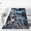 Snow Leopard Blanket with Three Wild Cats in Snowstorm Design for Cozy Living Room Decor AnimalPrintThrow Gift for Nature Lover