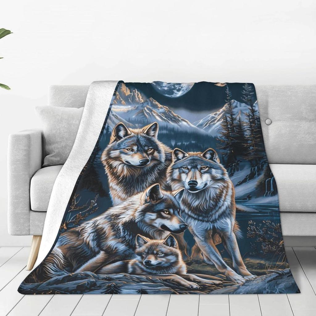 Snow Leopard Blanket with Three Wild Cats in Snowstorm Design for Cozy Living Room Decor AnimalPrintThrow Gift for Nature Lover