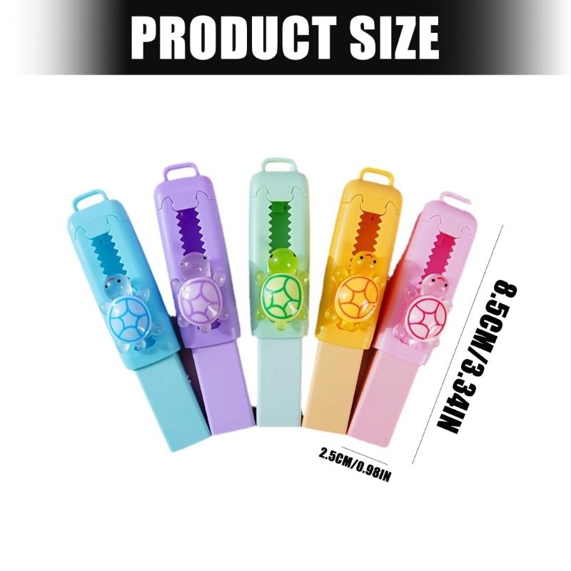 5Pcs Cartoon Animal Sliding Pencil Erasers Retractable Erasers Refillable Push Pull Eraser For Student Kid Writing