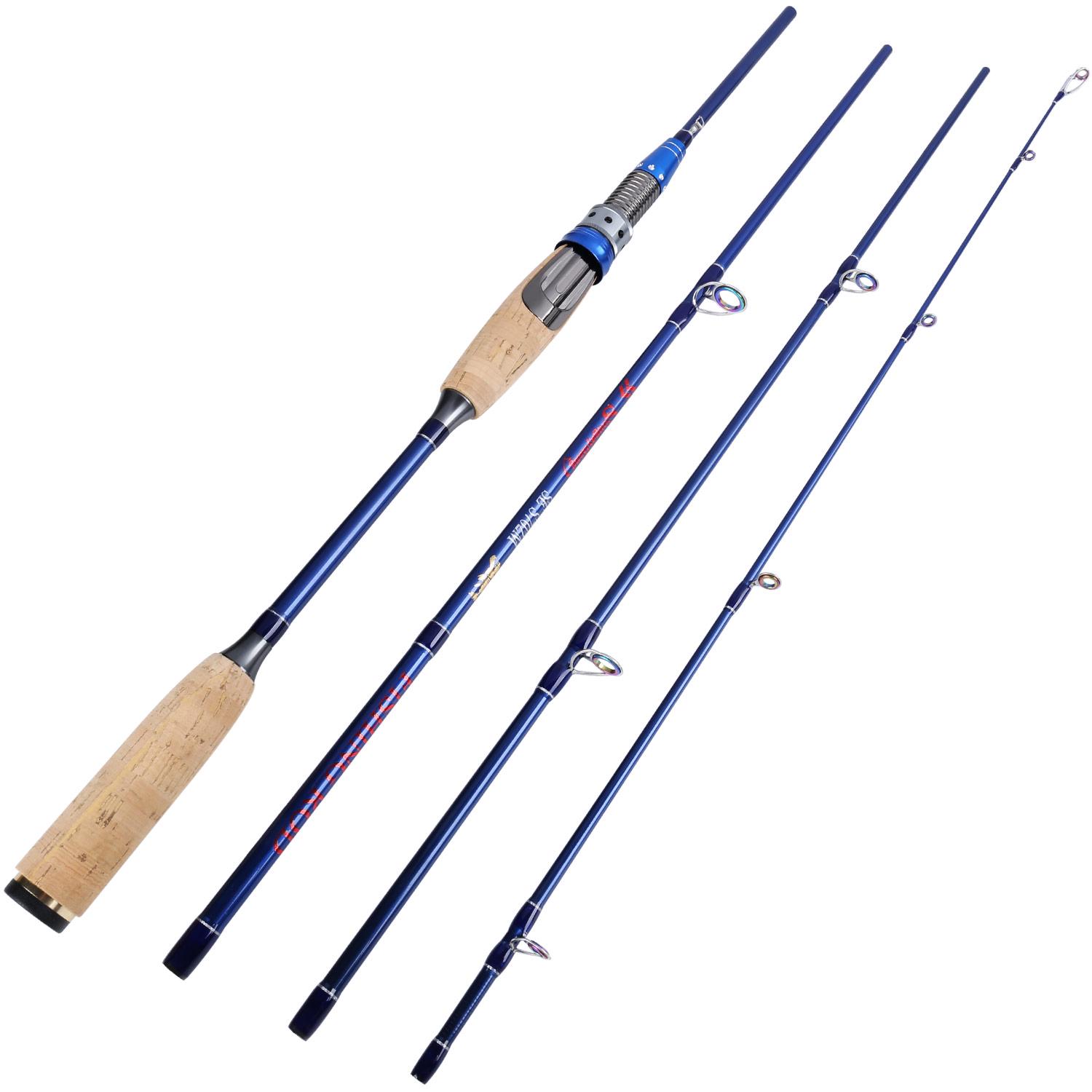 

Рыболовная удочка спиннинг из углеродного волокна 4 секции 2,1 - 2,4 м бренда Sougayilang Bass Spinning Rod 2.1M синий