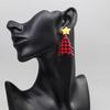 New Acrylic Plaid Christmas Tree Star Dangle Earrings for Women Cute Lattice Plant Statement Earring Pendant Xmas Jewelry Gift