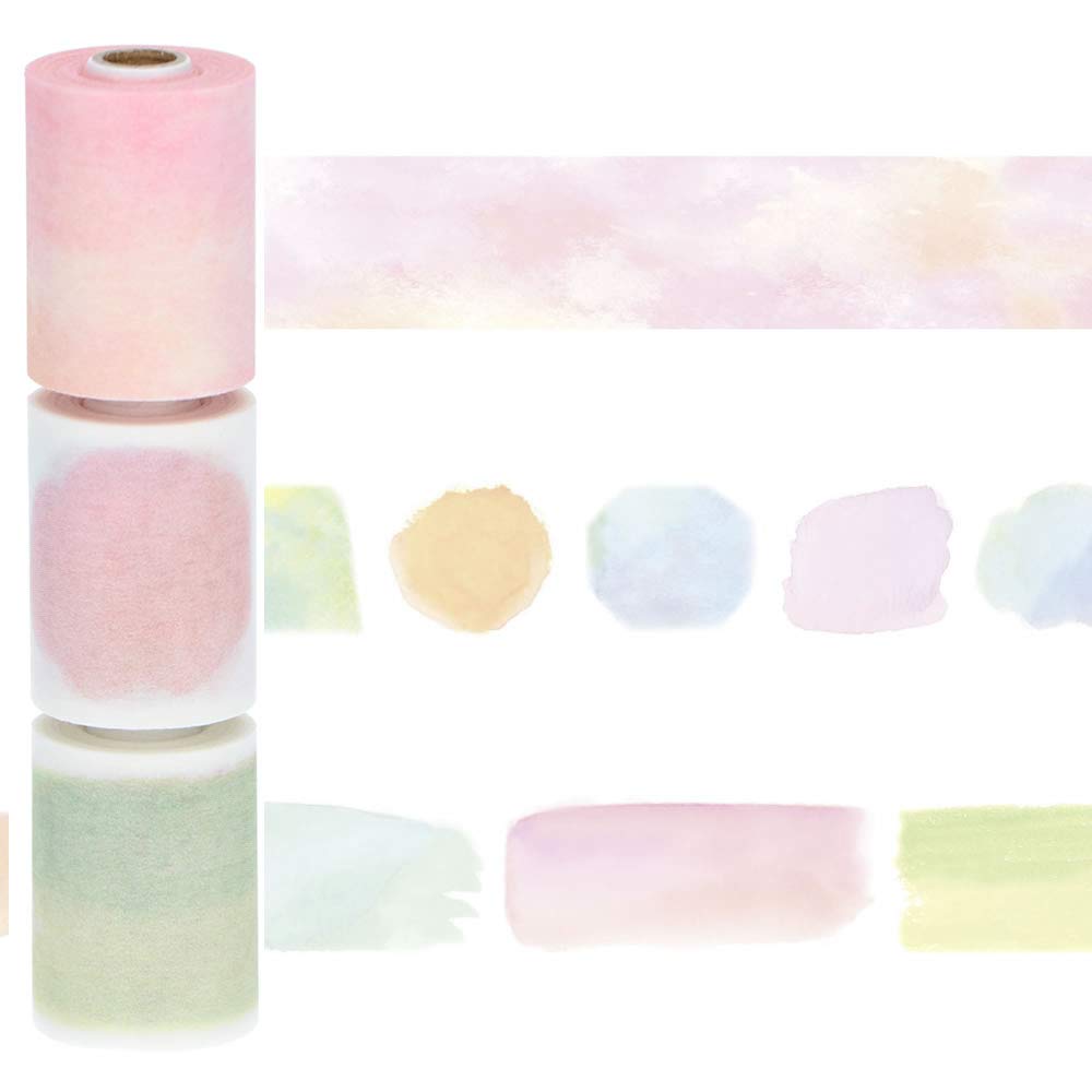 Marks Masking Tape for Planner Water-Based Pens, Perforated, Slim, Decor, Monthly, Undated, Title, Watercolor, MST-FA22-E