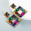 Alloy Geometric Layered Earrings With Sparkling Rhinestones For Fashion Women