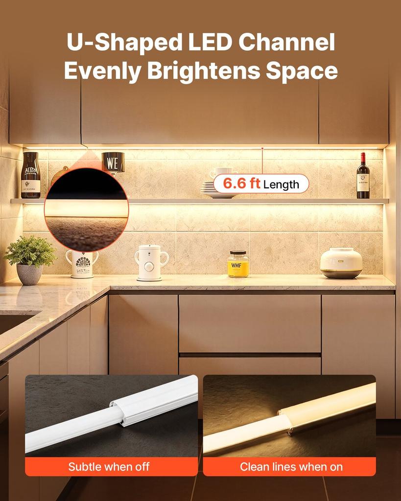 20-Pack 6.6 ft/2M U Shape LED Aluminum Channel, with Milky Cover, End Caps and Mounting Clips, Aluminum Profile for LED Strip Light Installations,