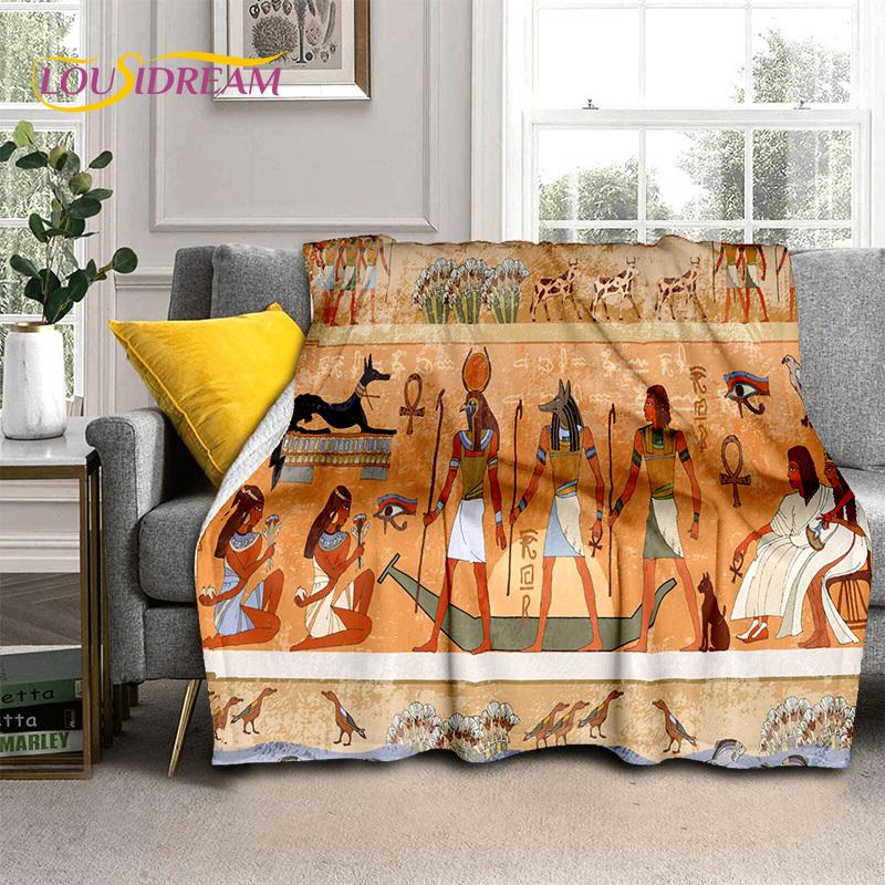Decke mit ägyptischen Mythologie-Pharao-Hieroglyphen, weiche Überwurfdecke für Zuhause, Schlafzimmer, Bett, Sofa, Picknick, Reisen, Büro, Decke
