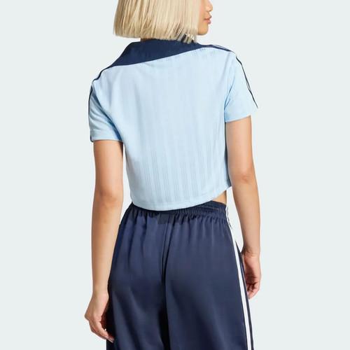 adidas Originals Short-Sleeved Polo Shirt for Women, Blue