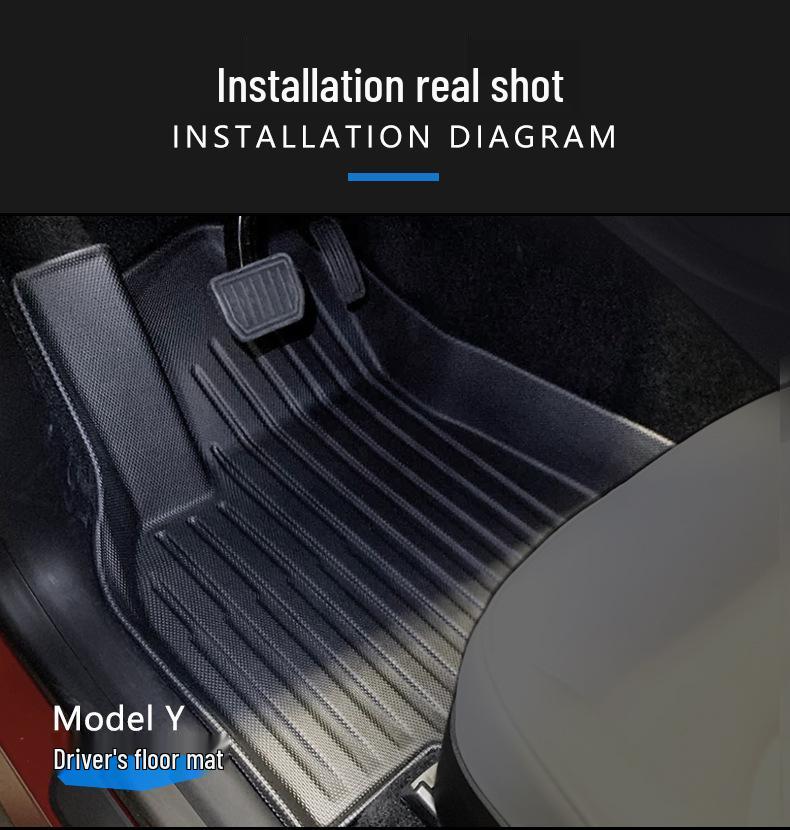 2022 Tesla Model Y TPE Non-Slip Wear-Resistant Foot Pads: 5/7-Seat Front & Rear Trunk Mats
