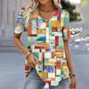 Casual Versatile Plant Pattern Short Sleeve V-Neck T-Shirts Women’s