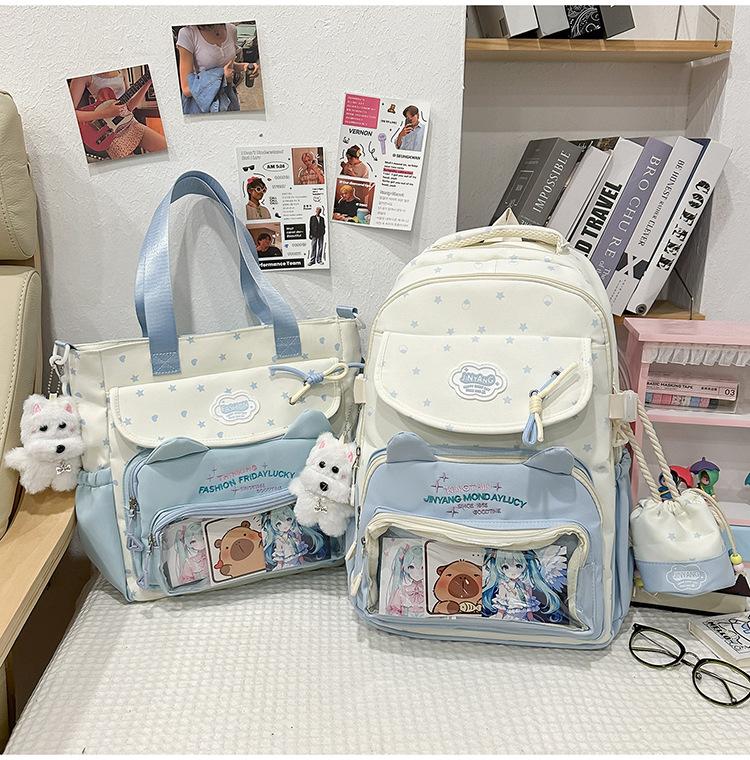 Schoolbag Japanese Ins Cute College Style Make-up Bag Female High-value Primary and Secondary School Students Grades 1-1 Two-piece Backpack