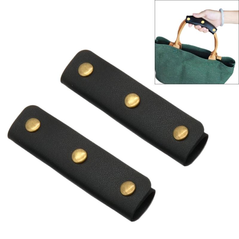 2 Pieces Leather Handle Wrap for Handbags Bucket Bags Luggage Grips with Buckle Suitcase Bag Handle Covers Sleeve