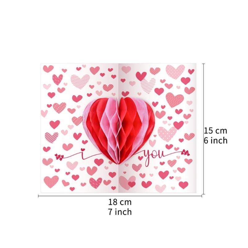3D Popup Valentine's Day Card for Unique Party Celebration Handmade Greeting Card with Envelope Elegant Birthday Gift