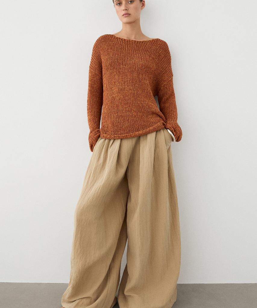 Masimodutti Cotton Blend Open Knit Sweater